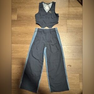 NWT Fashion Nova Girls Two-Tone Wide Leg Pants Set